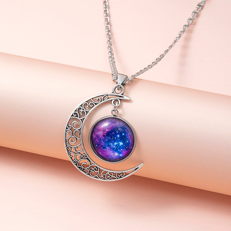 Galaxy Planet Star Glass Necklace