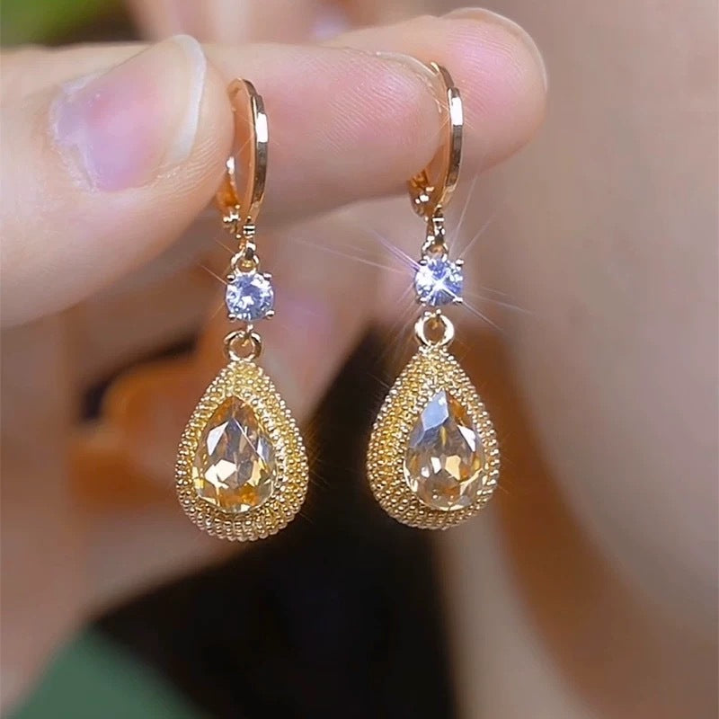 Purple Droplet Zircon Durian Earrings