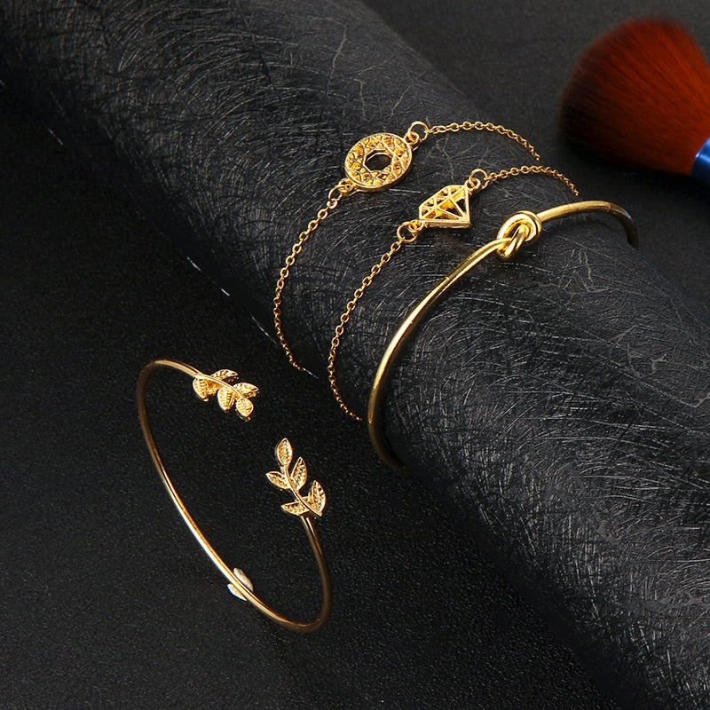 Leaf Knot Hand Cuff Link Bracelet