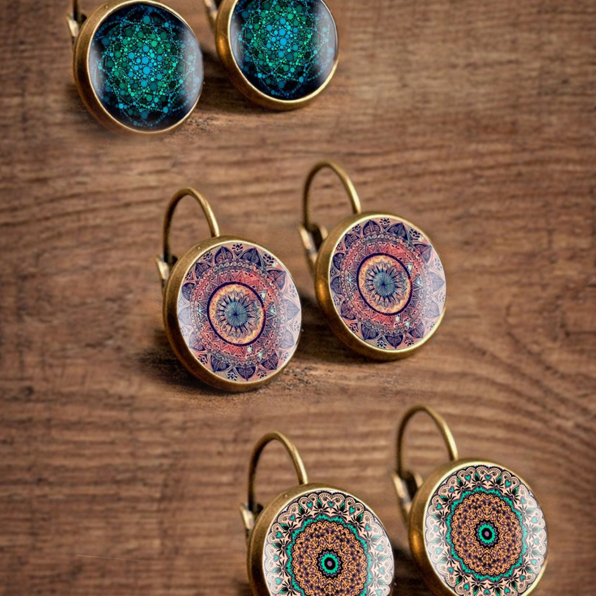 Time Stone Glass Earrings