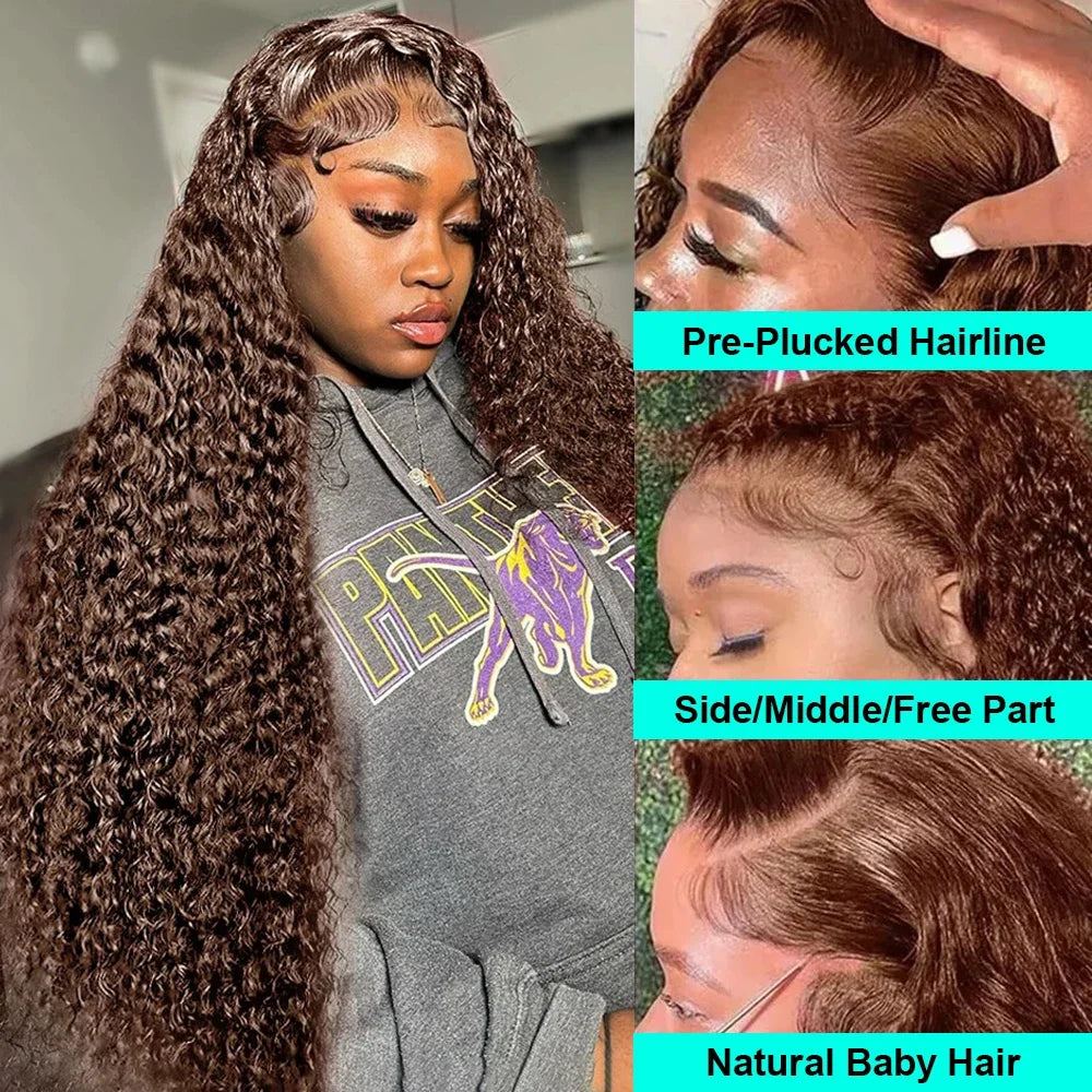 Chocolate Brown Hd Lace Frontal Human Hair Wigs