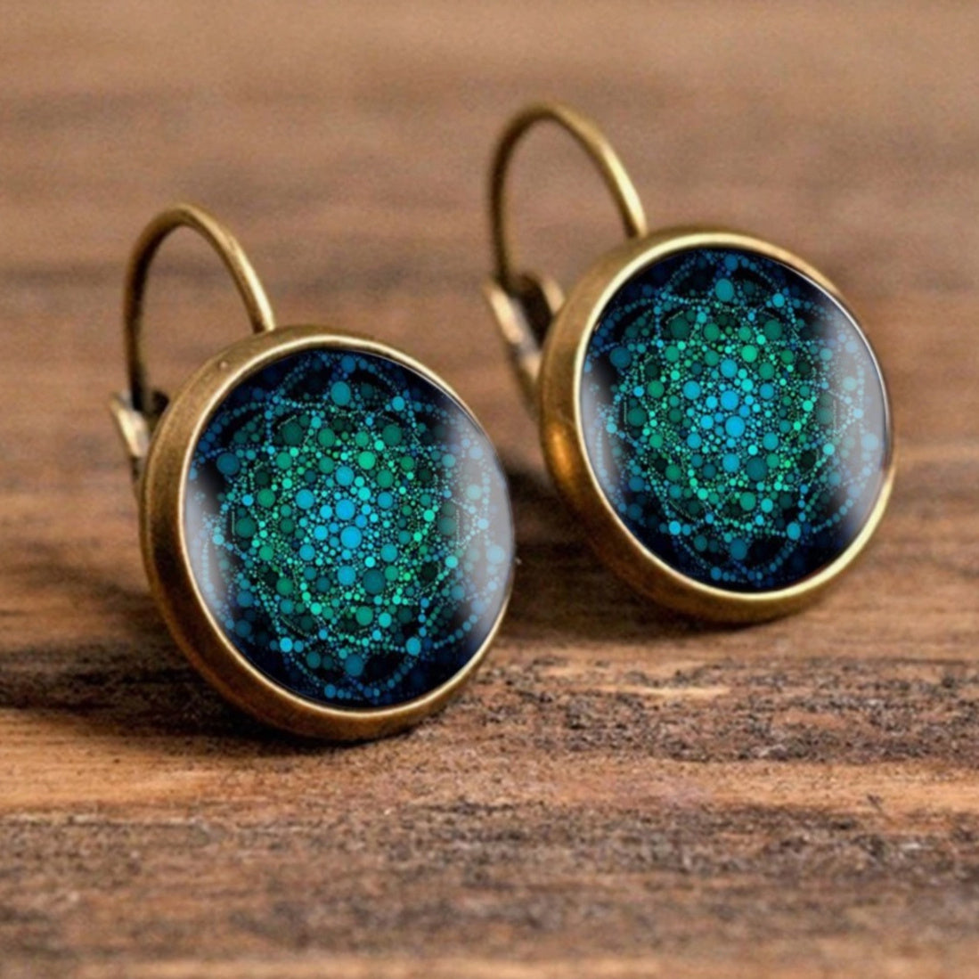 Time Stone Glass Earrings