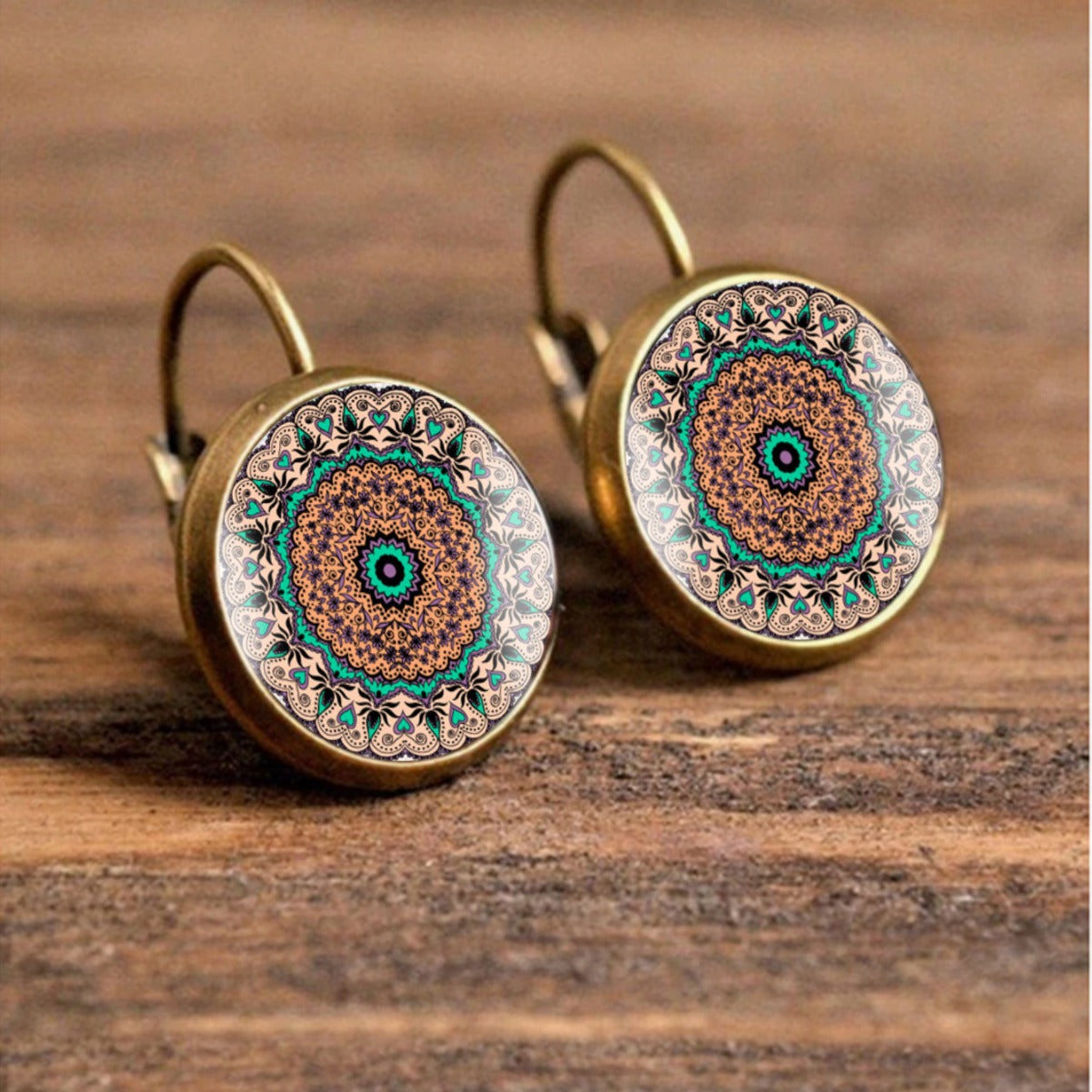 Time Stone Glass Earrings