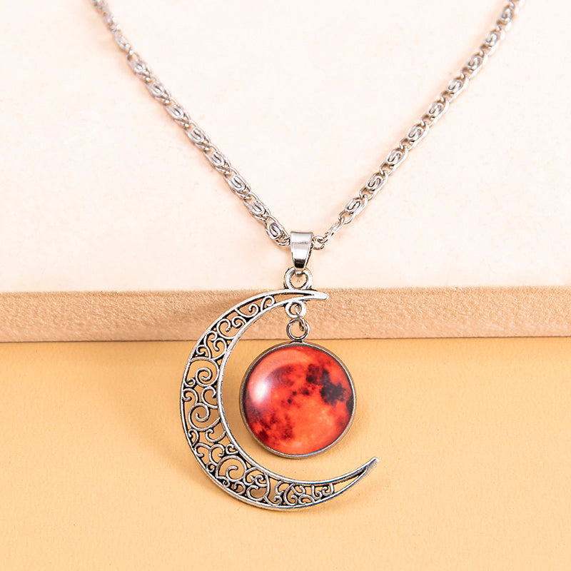 Vintage Galaxy Planet Mars Luminous Necklace