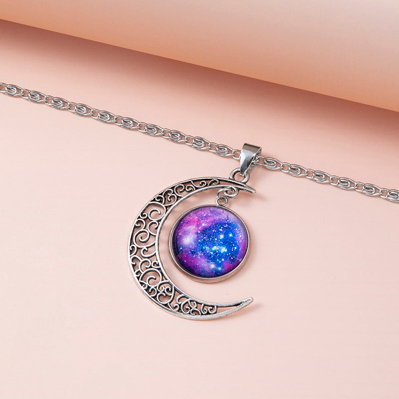 Galaxy Planet Star Glass Necklace