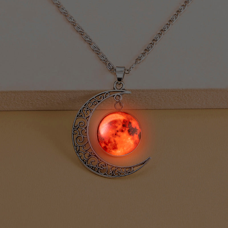 Vintage Galaxy Planet Mars Luminous Necklace